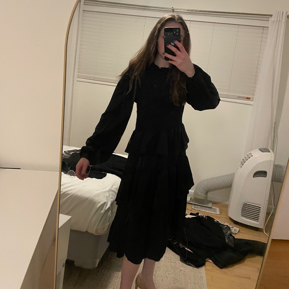 Black ruffle dress